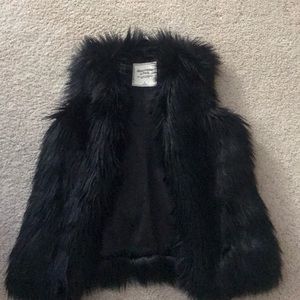 faux fur black vest